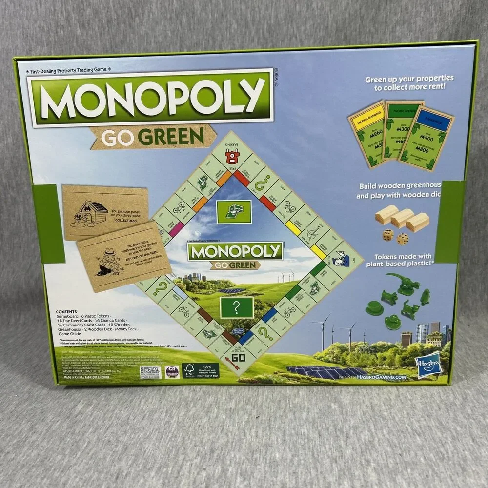 Hasbro Monopoly Go Green Edition Board Game - Picture 2 of 10